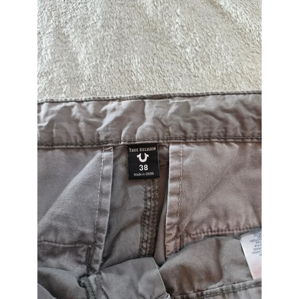 True Religion Mens Gray Cargo Tactical Pants Size 38 Straight Leg